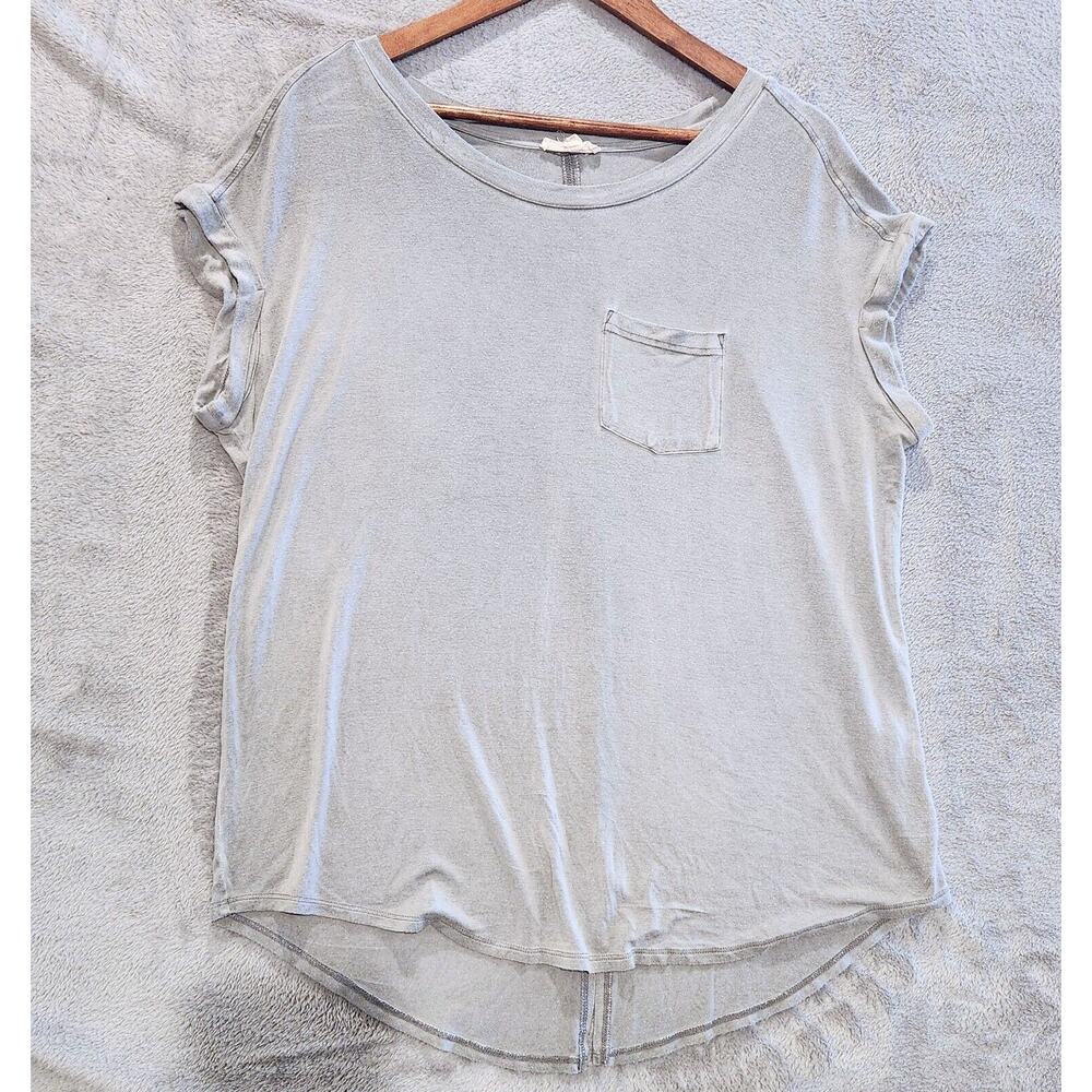 Jane And Delancey Gray Short Sleeve Slit Back Tee Size Large Lounge Minimalist